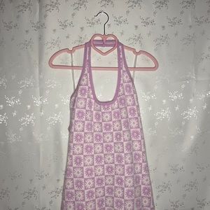 floral square knitted dress